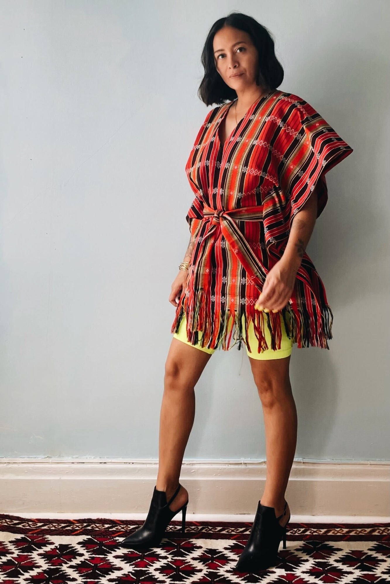 Unisex Handloomed Belted Poncho