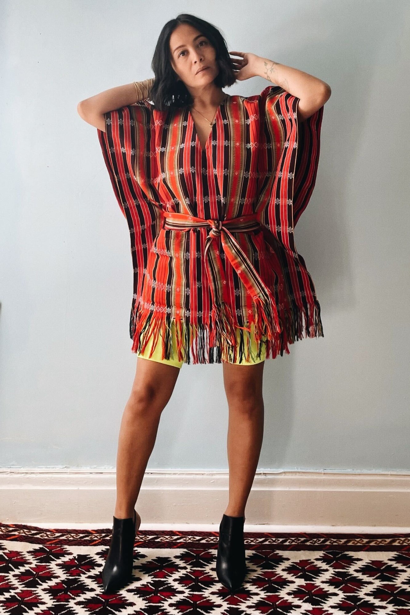Unisex Handloomed Belted Poncho