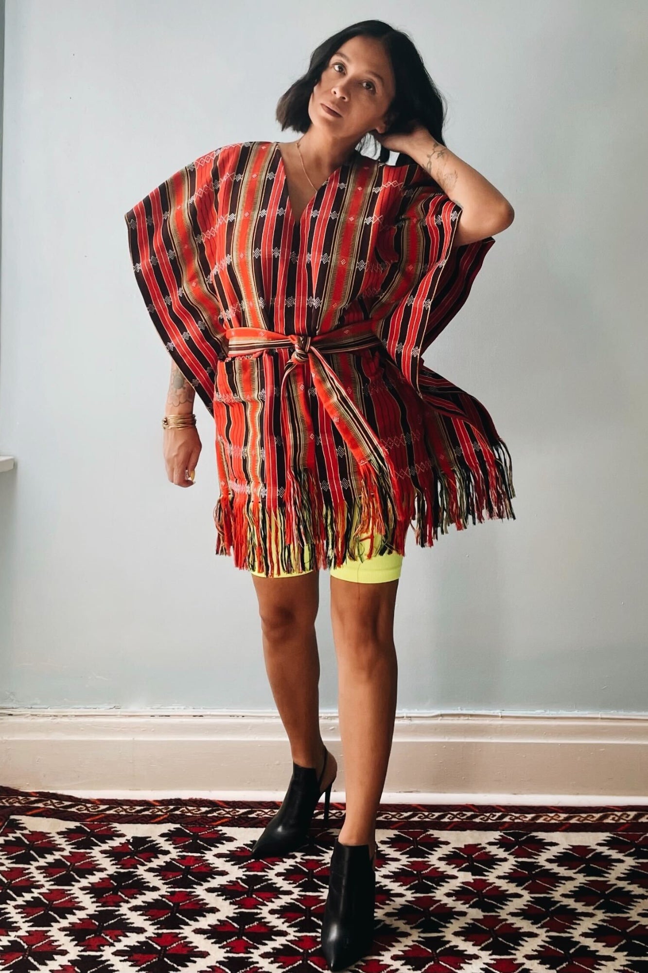 Unisex Handloomed Belted Poncho