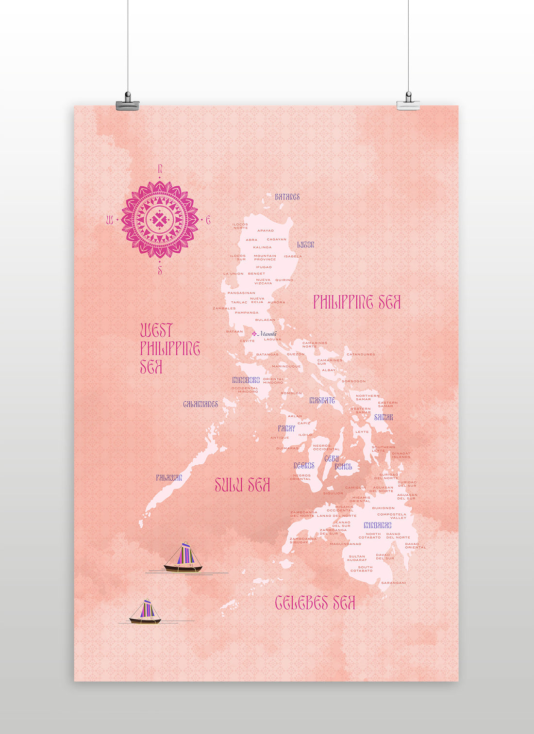 CMANGO Design Map of the Philippines, Guava, 24" x 36"