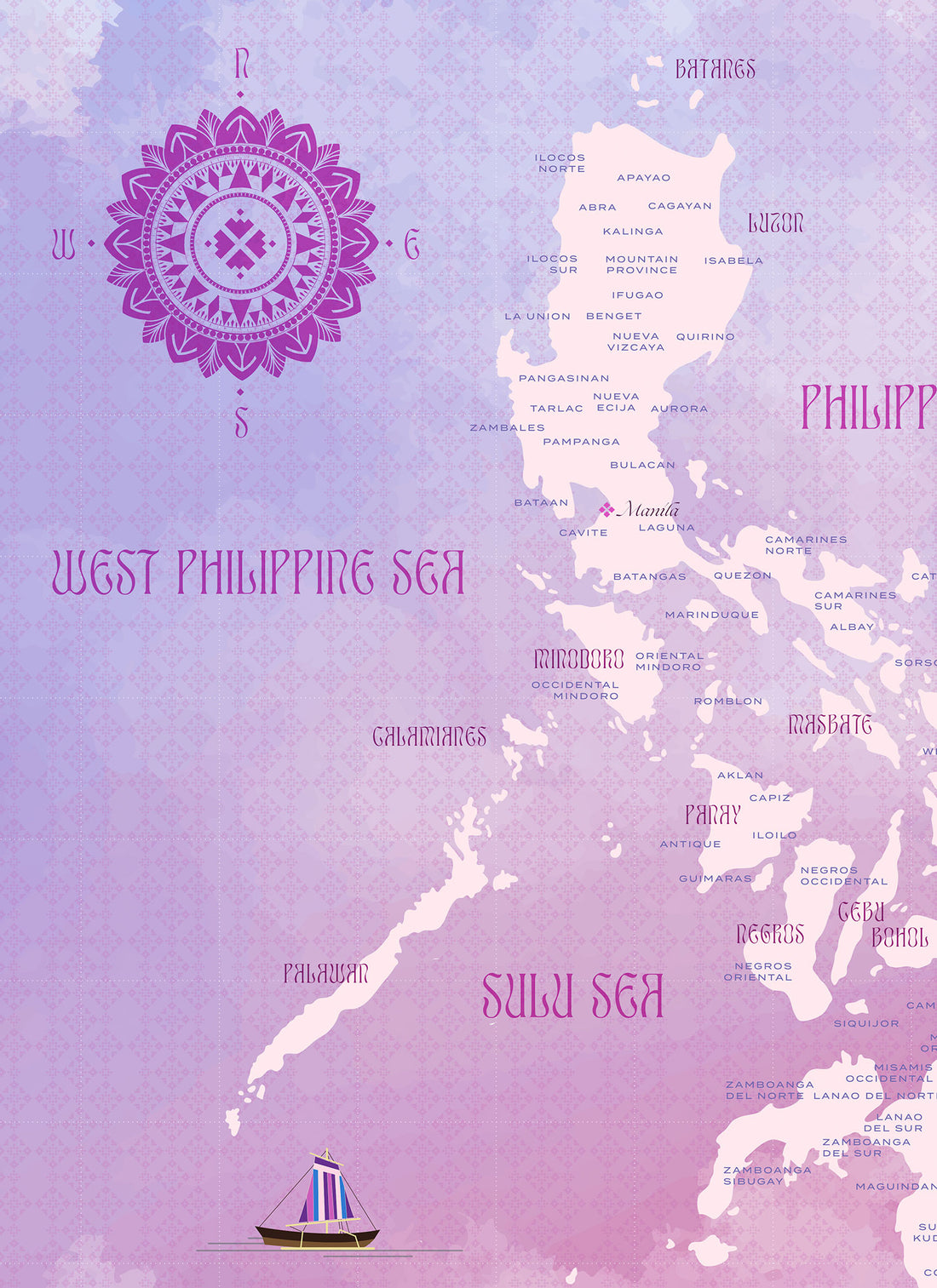 CMANGO Design Map of the Philippines, Ube, Compass Detail