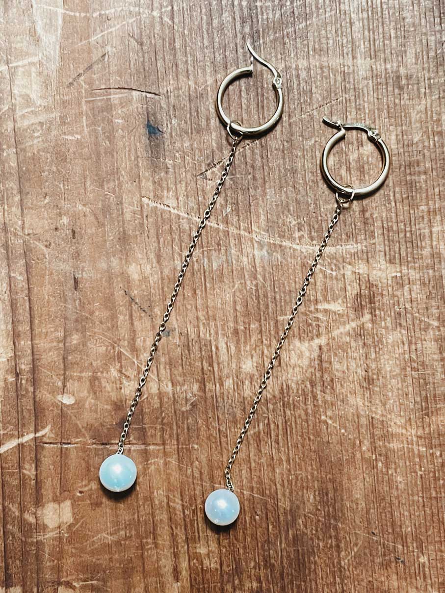 Freshwater Palawan Pearl Hoop Drop Earrings