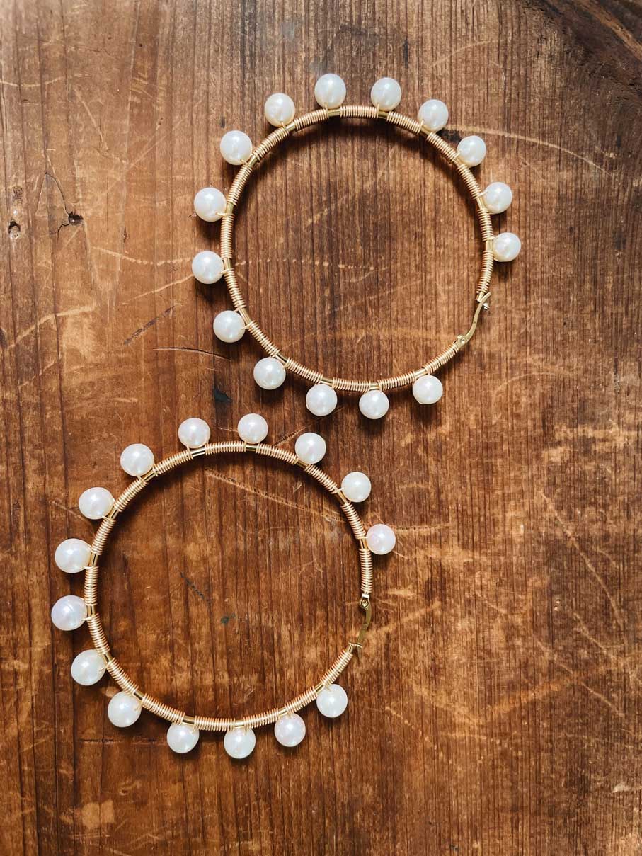 Freshwater Palawan Pearl Hoop Earrings (2.75”)