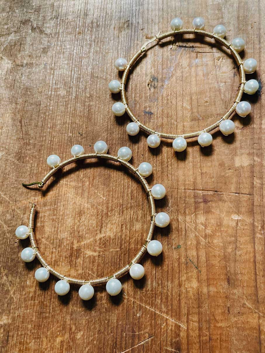 Freshwater Palawan Pearl Hoop Earrings (2.75”)