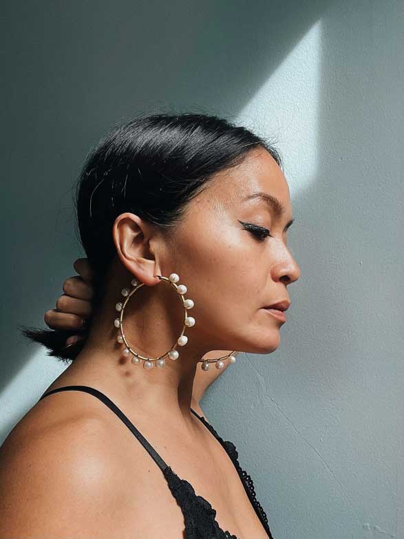 Freshwater Palawan Pearl Hoop Earrings (2.75”)