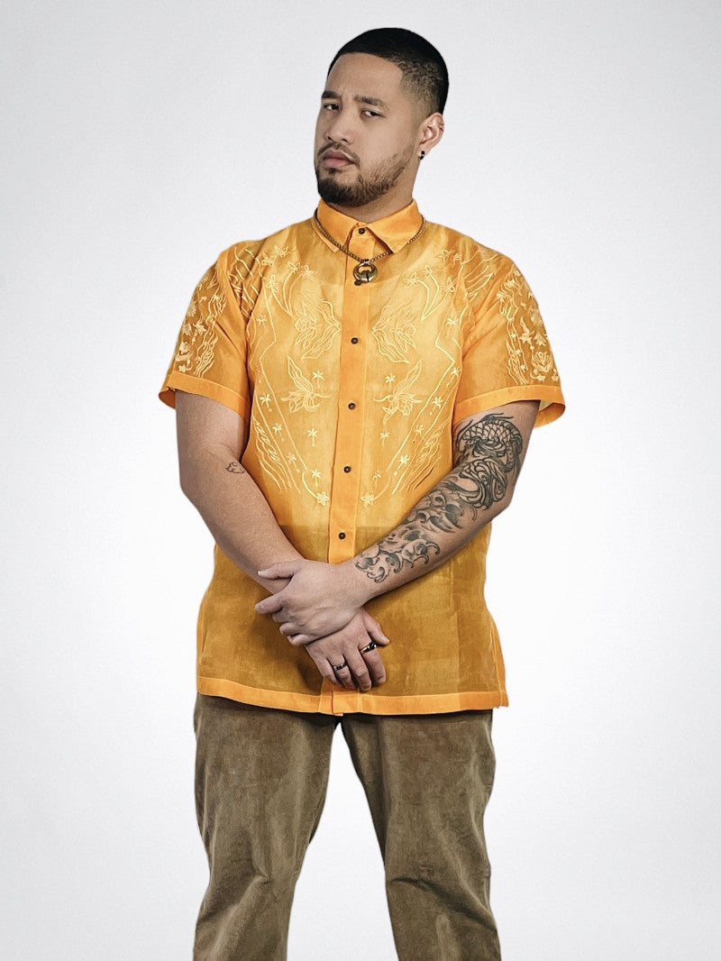 Unisex Art Deco Short Sleeved Barong (Narra Blossom)