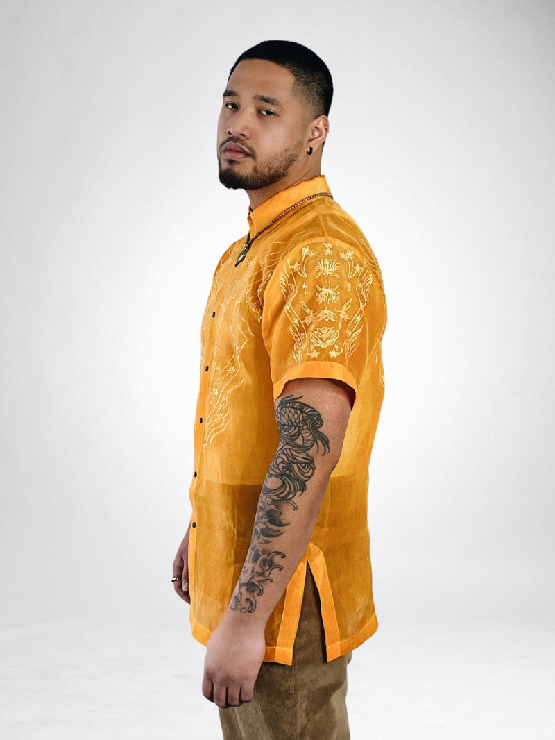 Unisex Art Deco Short Sleeved Barong (Narra Blossom)