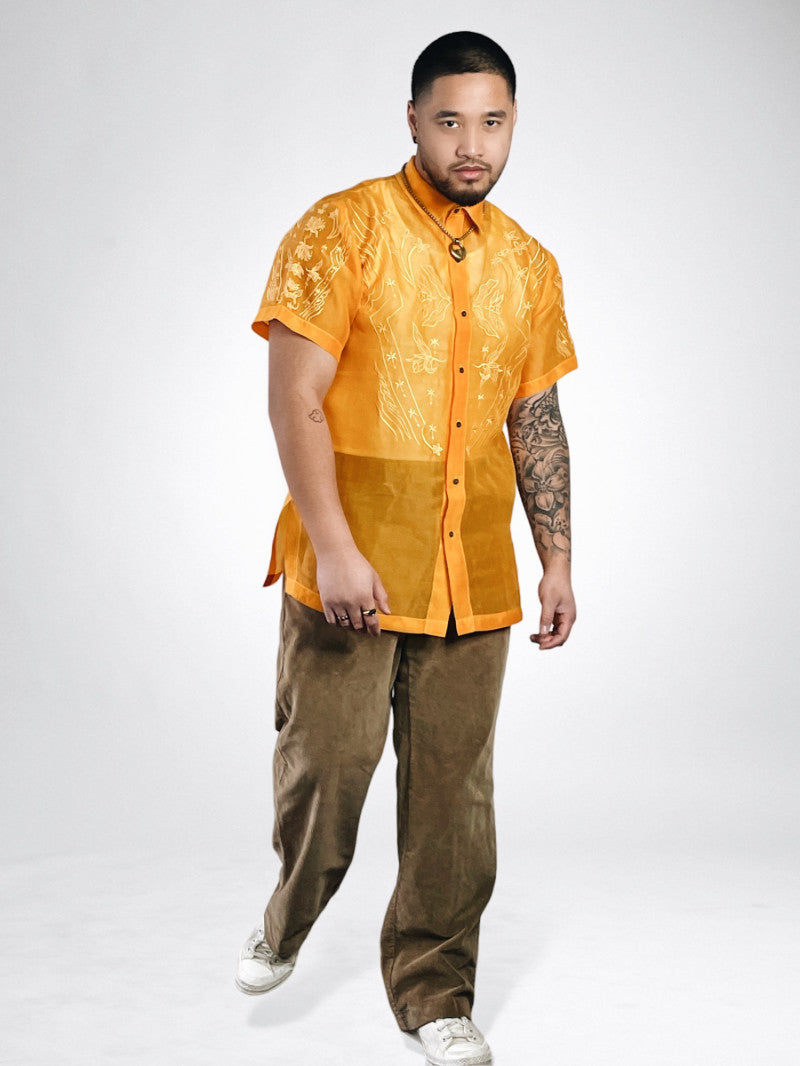 Unisex Art Deco Short Sleeved Barong (Narra Blossom)