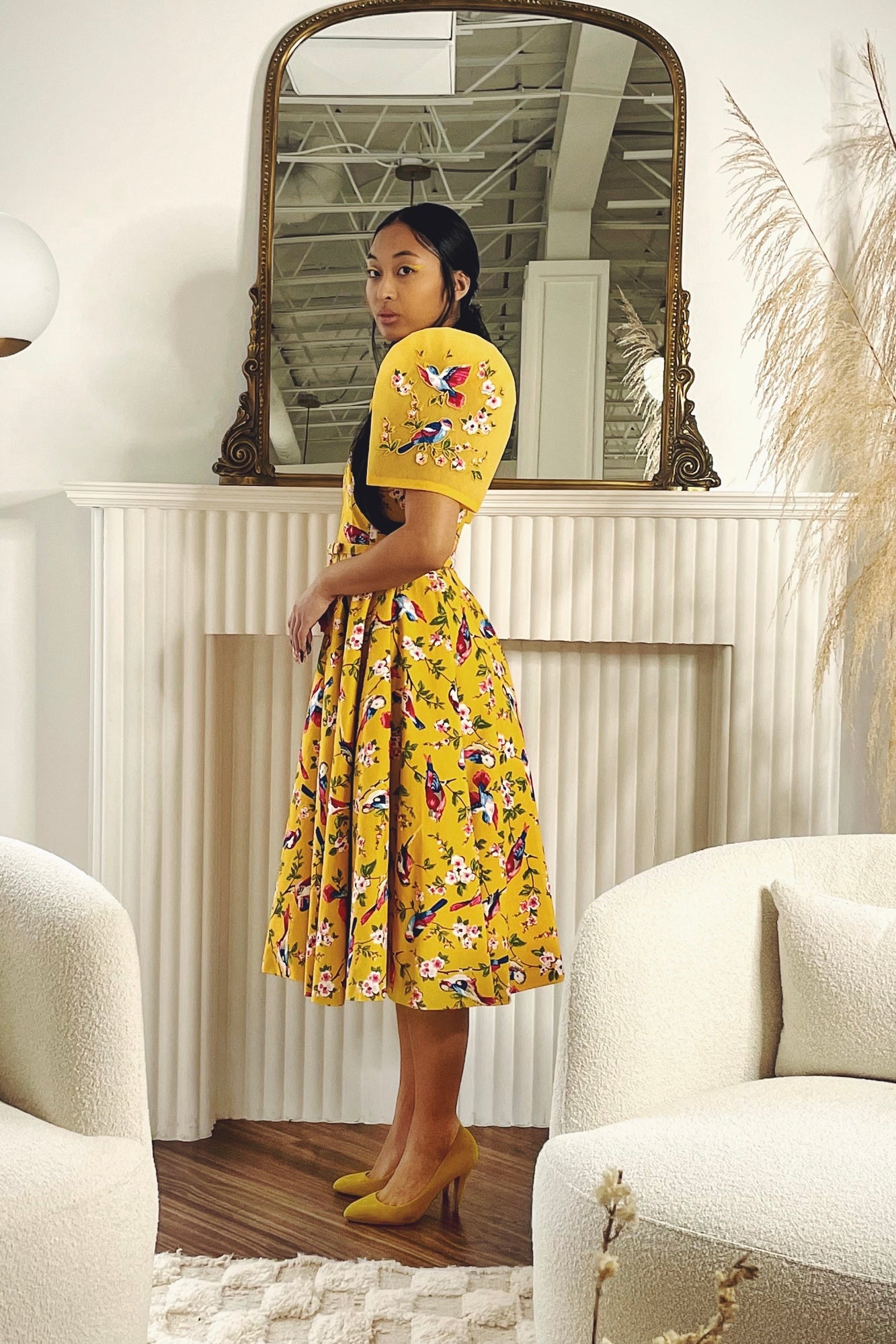 Vintage Butterfly Sweetheart Terno with Sleeve Appliqué