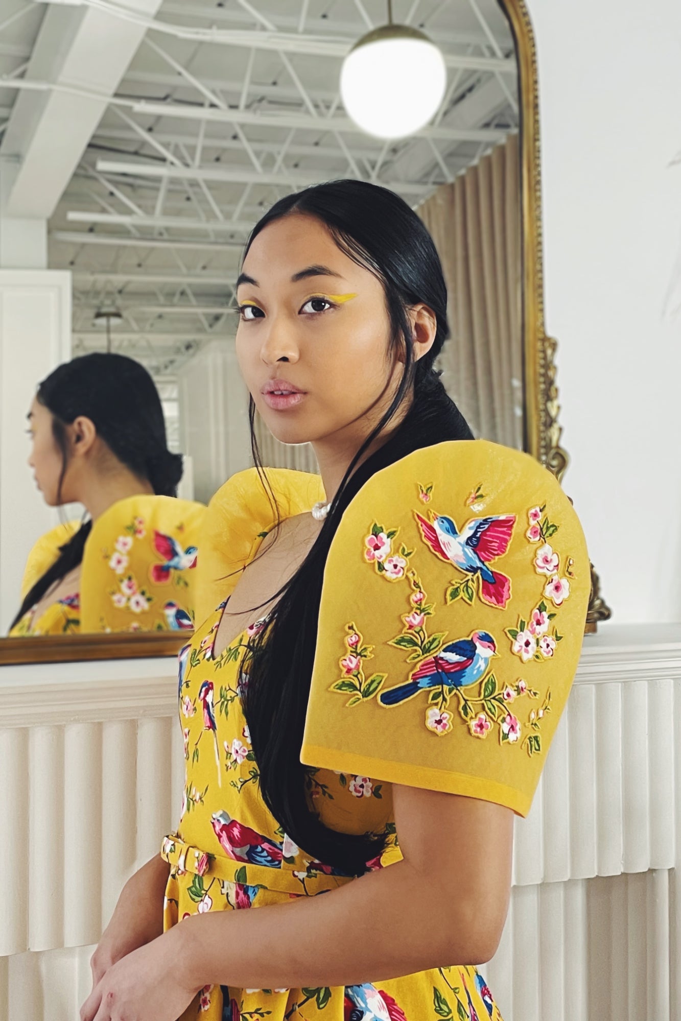 Vintage Butterfly Sweetheart Terno with Sleeve Appliqué