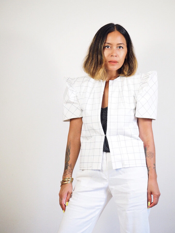 VINTA Terno Suit Jacket in White - Front View with Pants