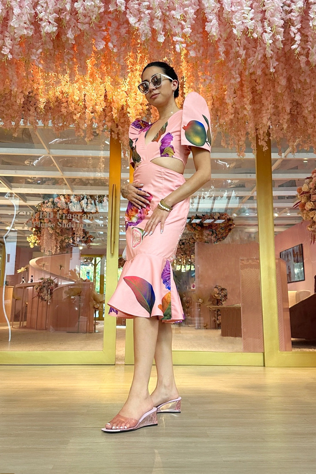 PRE-ORDER: Cut-Out Terno Dress with Ruffle Skirt (Banaba + Bayabas Print)