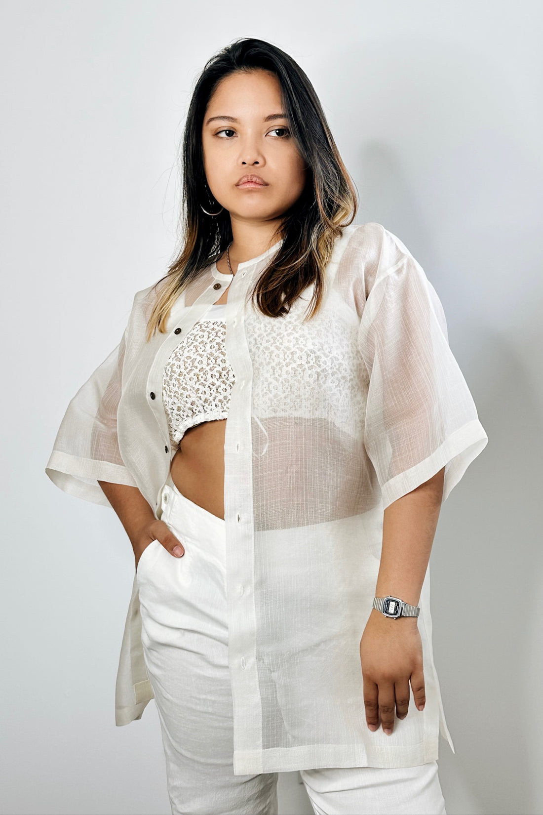 Unisex Biggie Barong with Elbow-Length Sleeves (Natural)