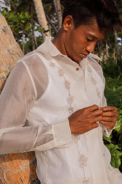 Butterfly Collar Barong (Sampaguita Garland)