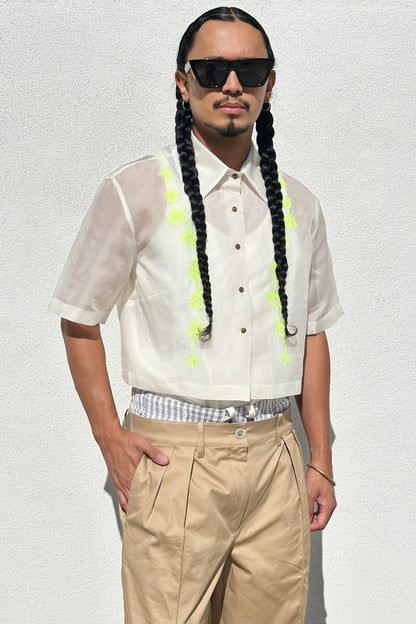 Crop Barong (Sampaguita Garland) (Neon Thread)