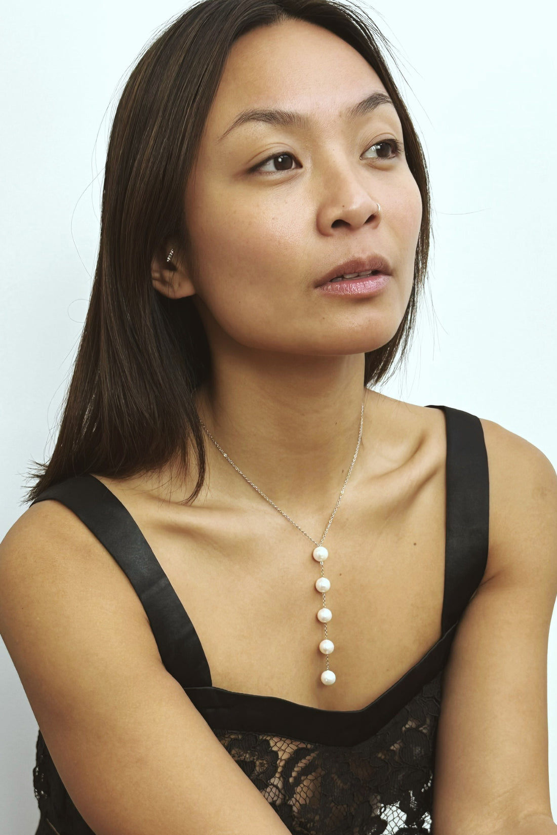 Freshwater Palawan Pearl Lariat Necklace (18") (Silver)