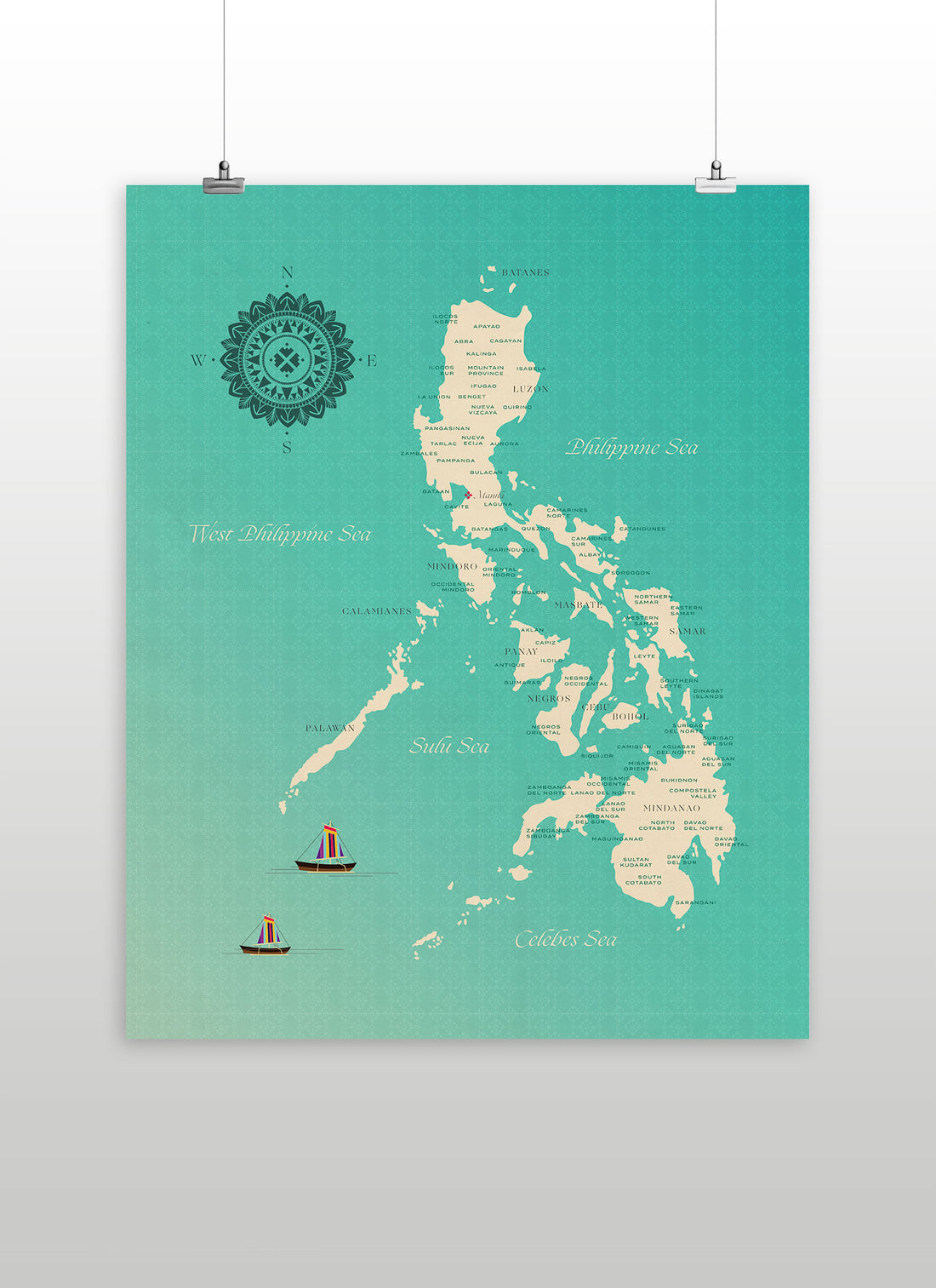 CMANGO Design Map of the Philippines, Classic, 16" x 20"