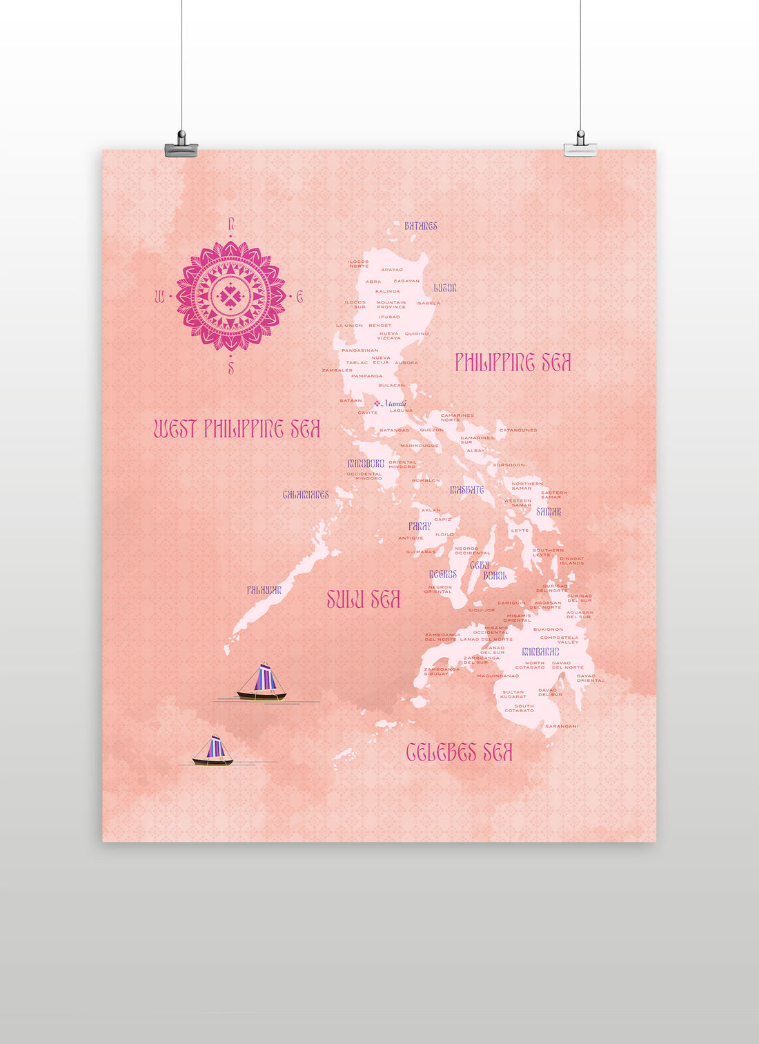 CMANGO Design Map of the Philippines, Guava, 16" x 20"