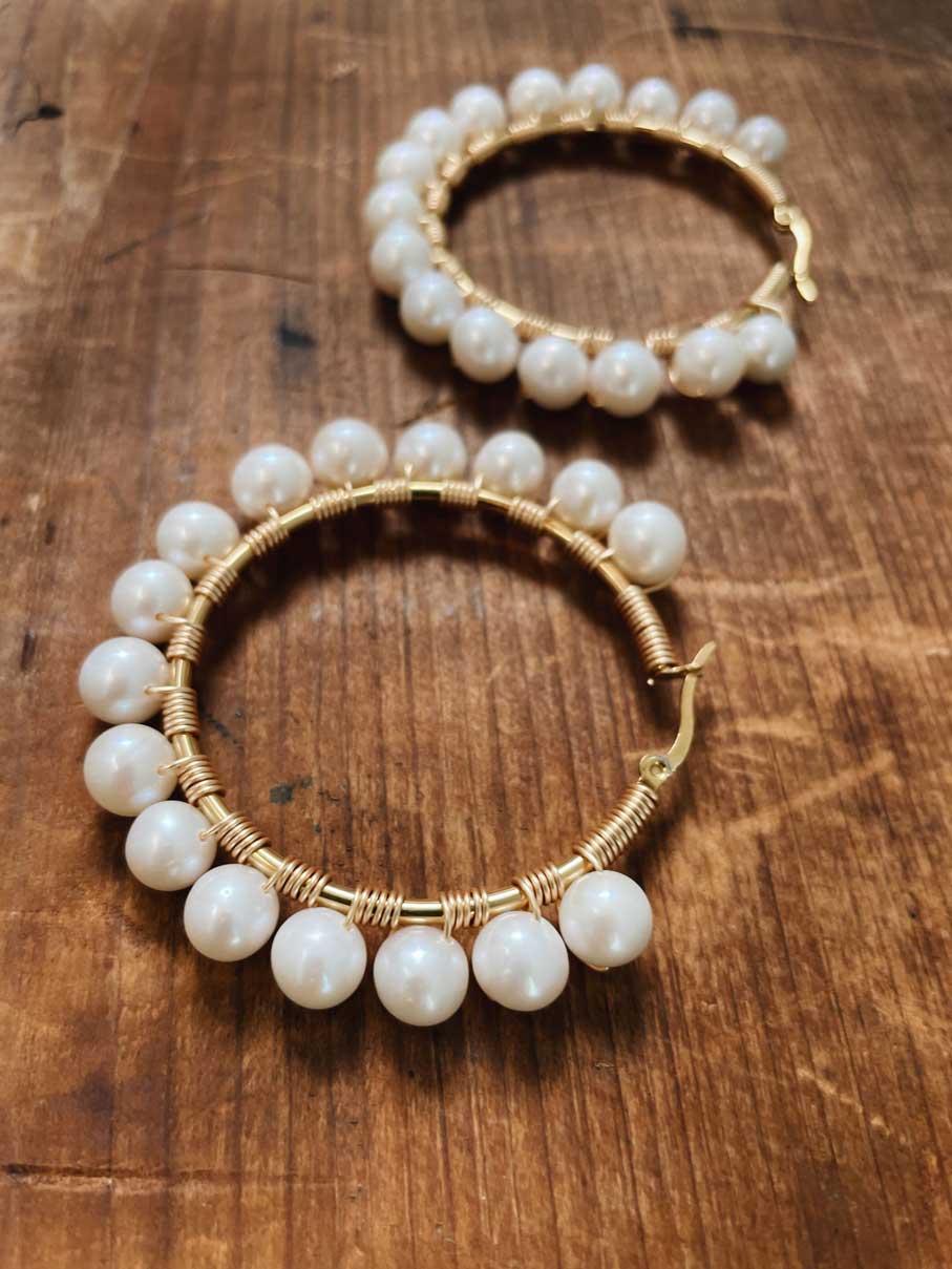 Freshwater Palawan Pearl Hoop Earrings (1.5”)