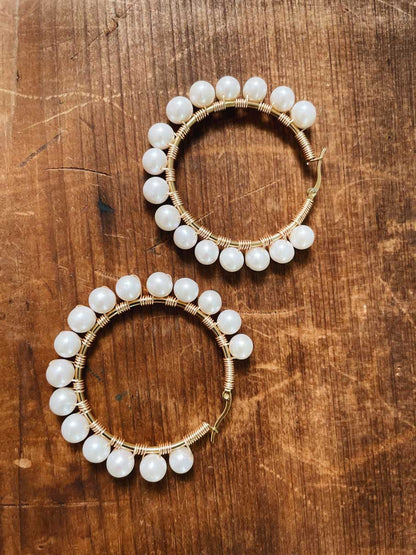 Freshwater Palawan Pearl Hoop Earrings (1.5”)