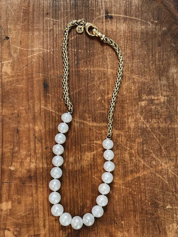 Half Braid Chain Half Freshwater Palawan Pearl Necklace