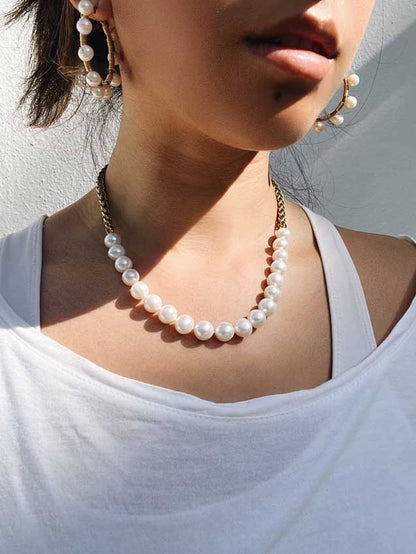 Half Braid Chain Half Freshwater Palawan Pearl Necklace