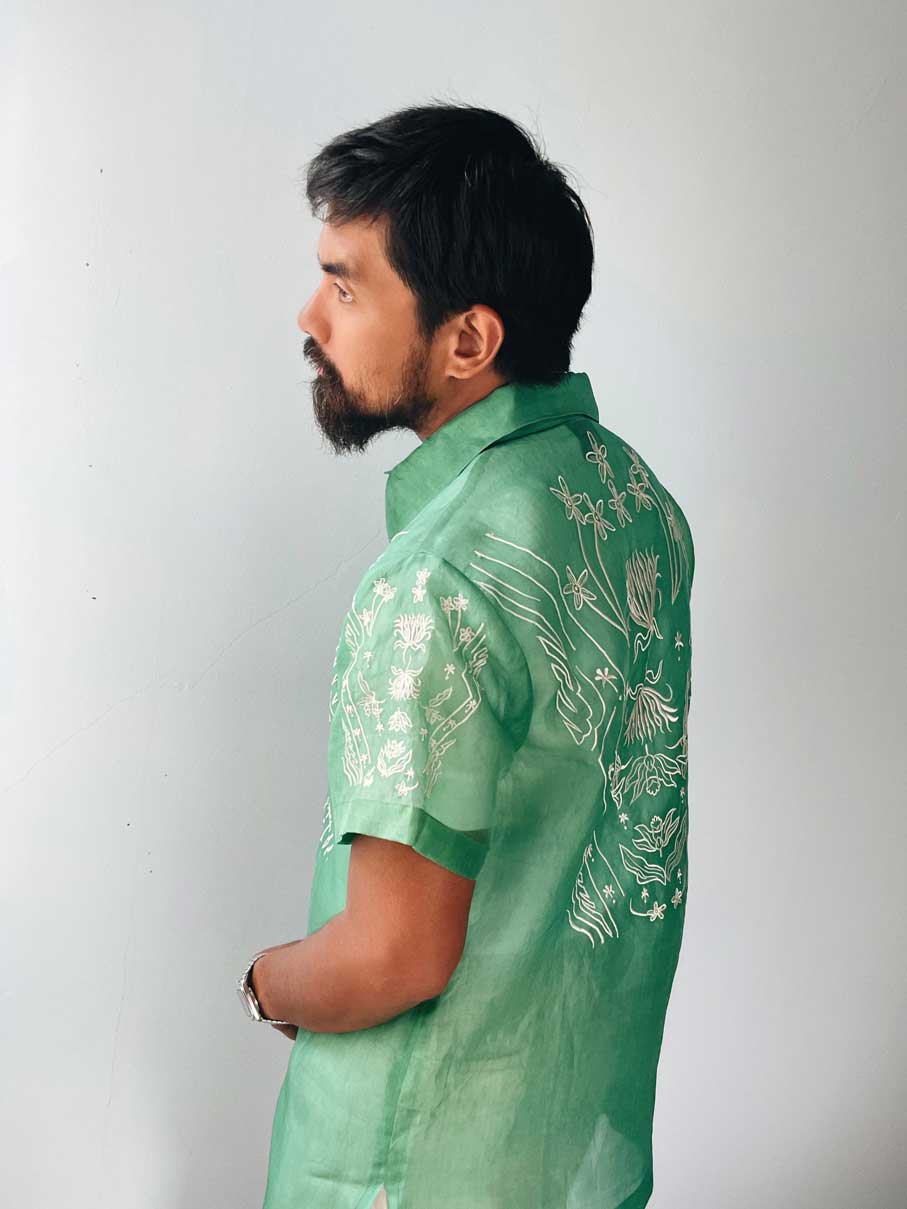 Unisex Art Deco Short Sleeved Barong (Jade)