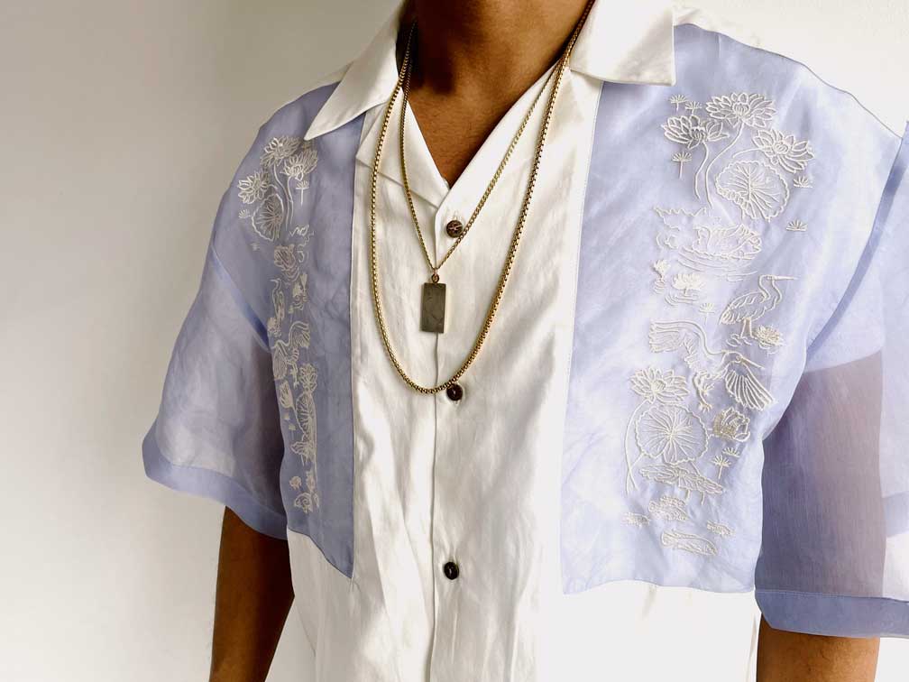 Two-Tone Mens Waist Cropped Barong