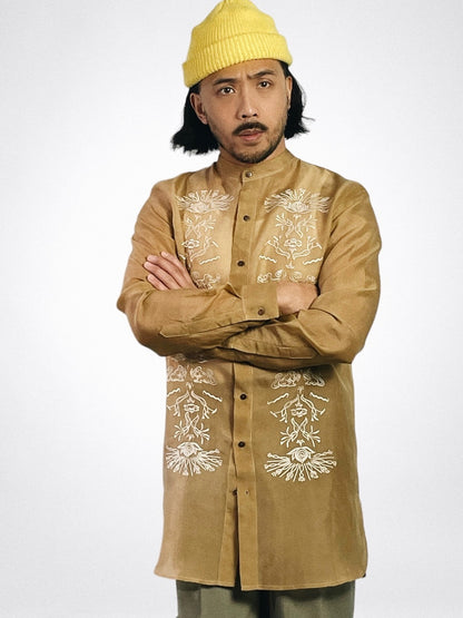 Filipino Deco Jusi Tunic Barong (Camel)