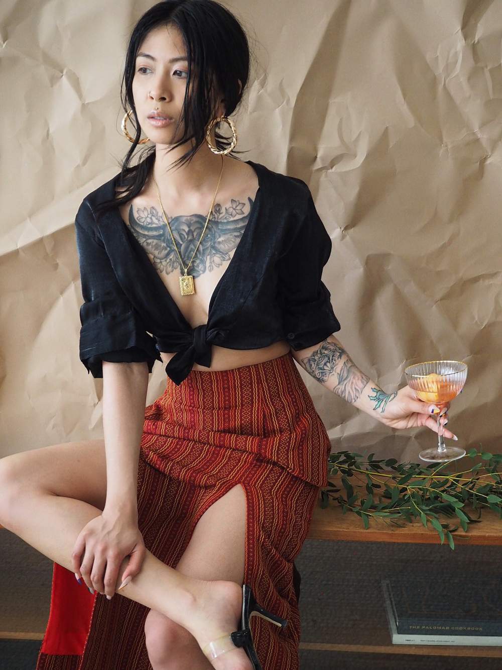 VINTA Handloomed Bahag Skirt, Kalinga-inspired weave, styled with black top