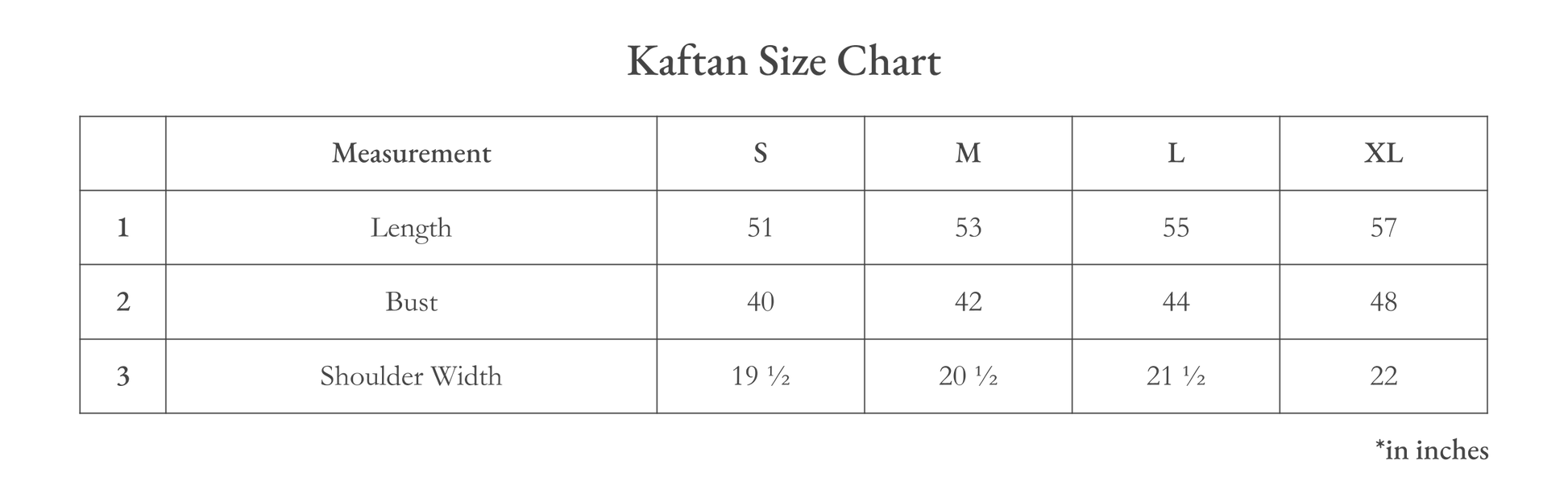 size chart